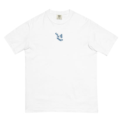 Men's God's World Tee Blue Embroidered