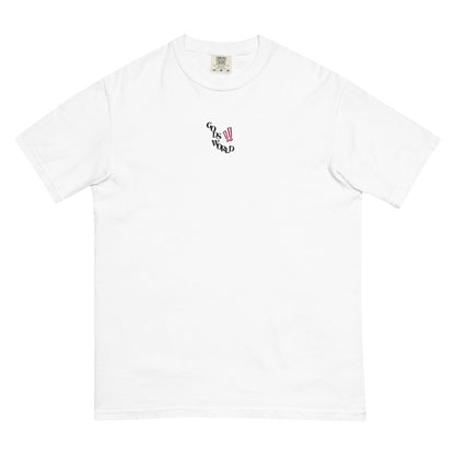 God's World Tee Pink ! Embroidered