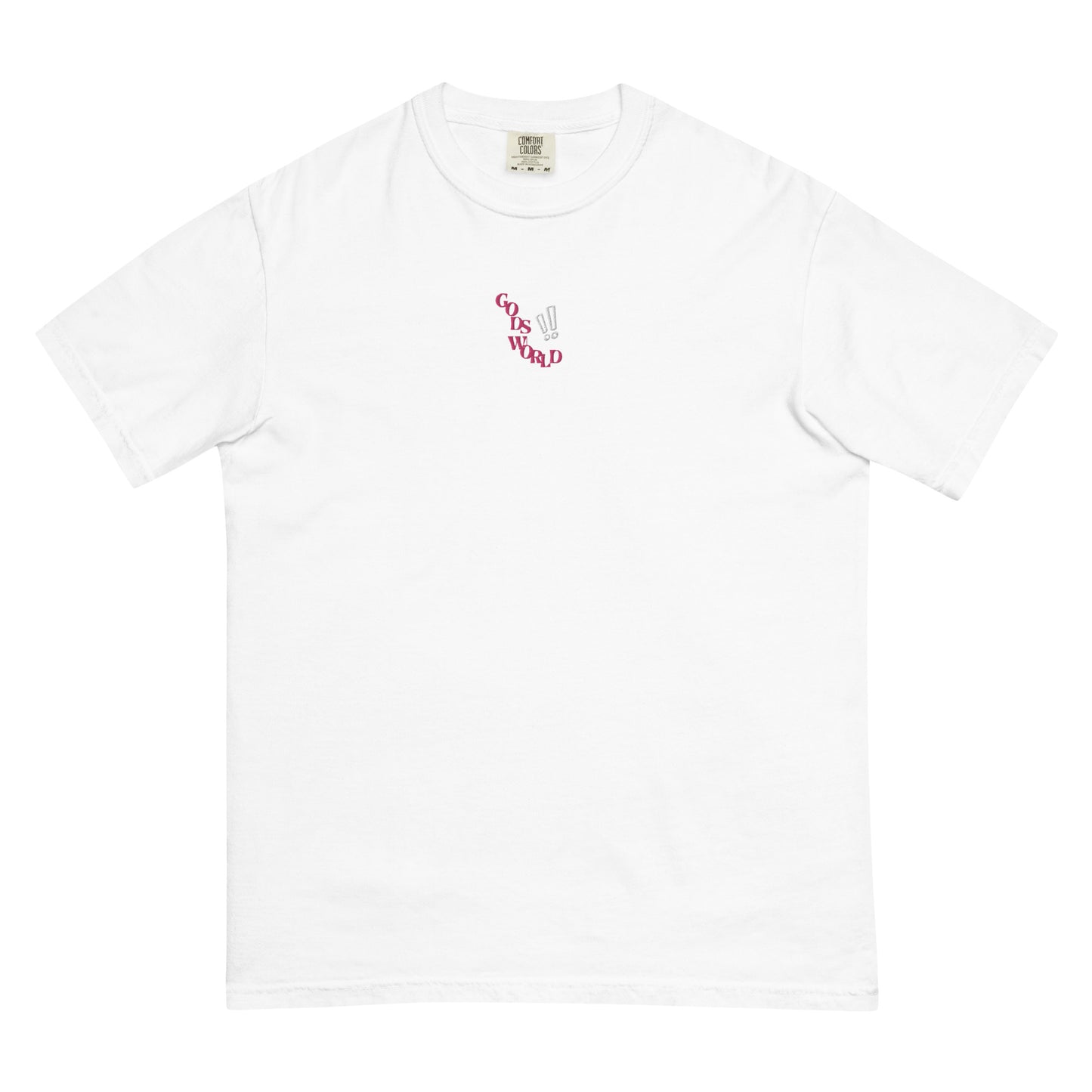 God's World Tee Pink Text Embroidered